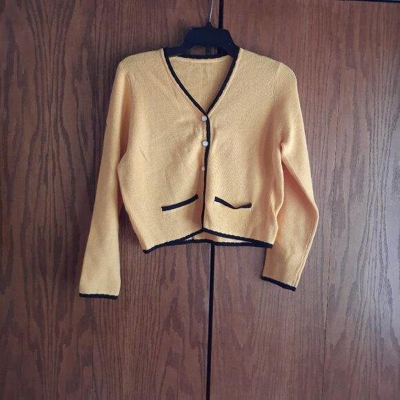 NEW ! Juoiantang Women Cropped Shrug Open Front Basic Sweater Top Yellow Very Sz - Picture 1 of 7